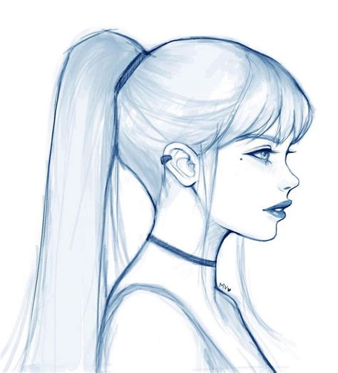 girl with ponytail drawing.